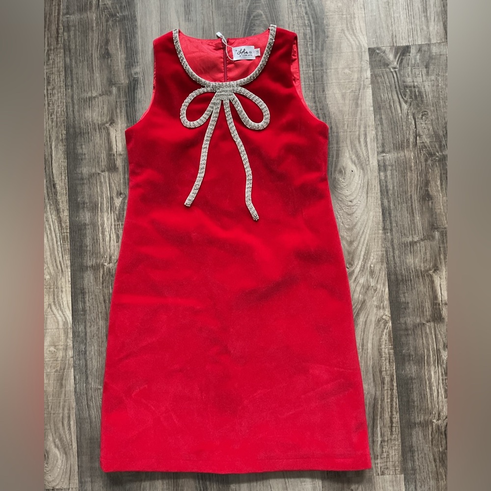 Lola and the boys RED VELVET BOW PRINCESS DRESS size 14 - Picture 2 of 5